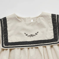 Thumbnail for Sailor Top – Elegant & comfortable – Shirt with lace details and puff sleeves