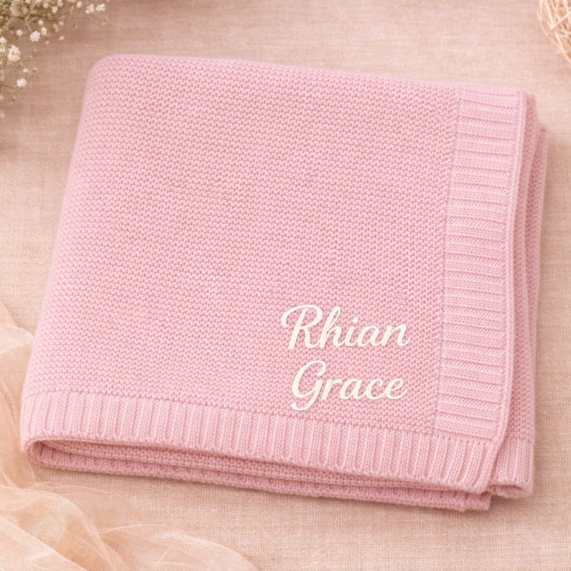 Personalized Baby Blanket – Soft & Unique – Personalized Embroidered Cotton Blanket