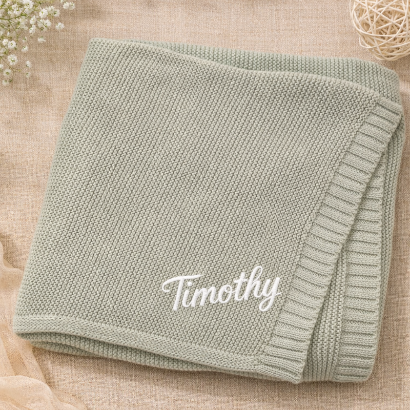 Personalized Baby Blanket – Soft & Unique – Personalized Embroidered Cotton Blanket