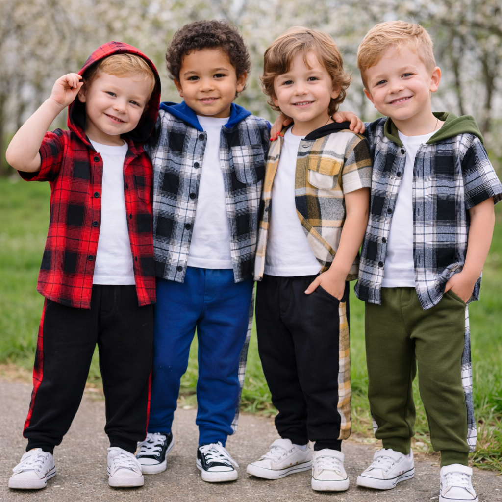Boys' Checkered Outfit – Trendy and Comfortable – Checkered Kids' Clothing Set