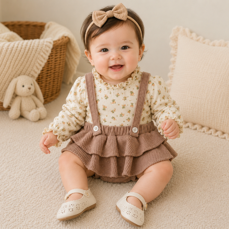 SweetPea – Baby Girl Outfit with Ruffles and a Floral Print