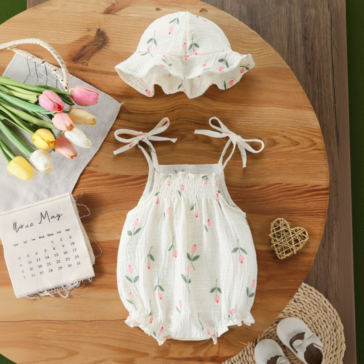 LittleBlossom – Summer Comfort & Style – Baby Sling Bodysuit with Hat