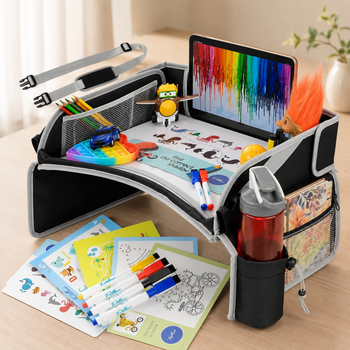 TravelBuddy – Car & Essentials – Foldable Travel Tray for Kids