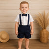 LittleDandy – Classic & Elegant – Cotton Shorts with Suspenders, Bow & Shirt