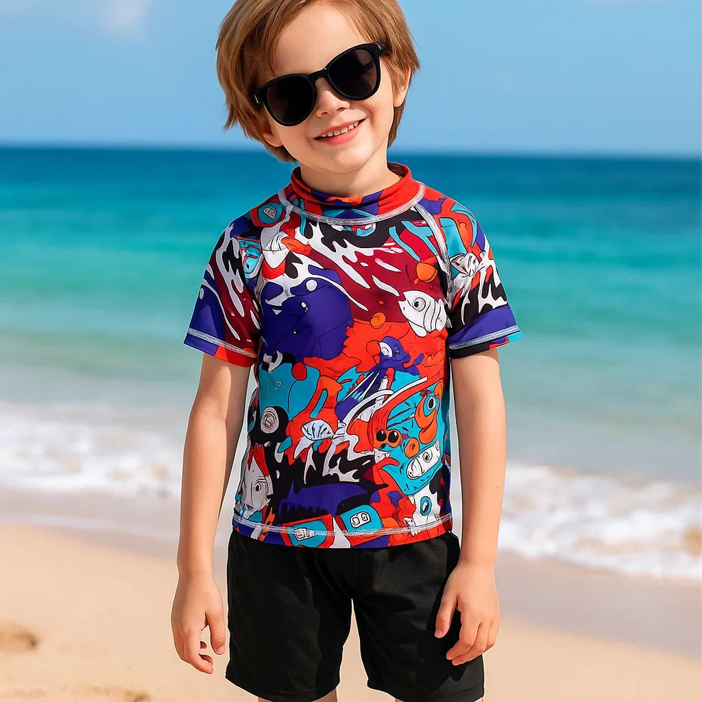 SunnyGuard – Summery & Protective – Anti-UV Children's Swim Shirt with Short Sleeves