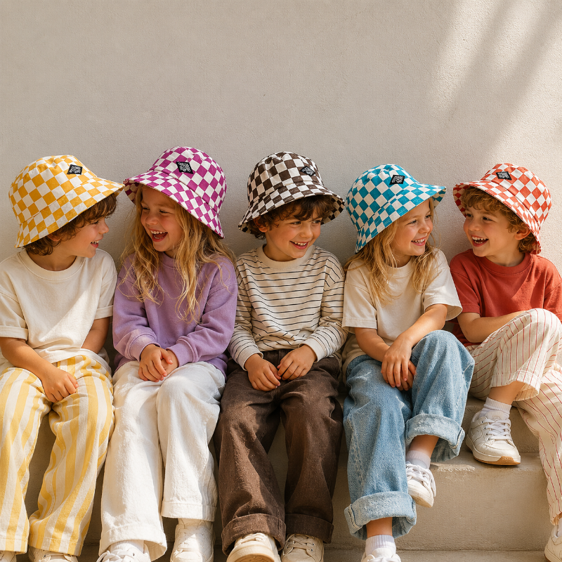 Bucket Hat – Cute & Protective – Children's Checkered Hat