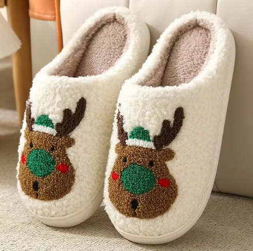 Northern Lights Kids - Warm & Festive - Plush patterned Christmas slippers