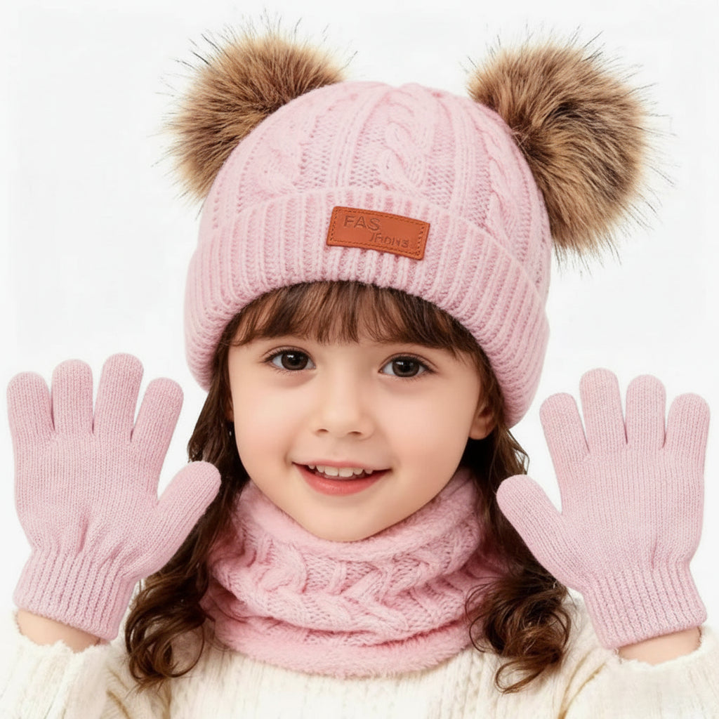CozyPom – Warm & Soft - Winter Set with Hat, Scarf, and Gloves
