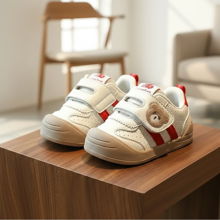 KinderMove – Sturdy & Supple - Velcro Sneakers with bear pattern