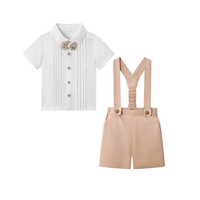 Thumbnail for LittleDandy – Classic & Elegant – Cotton Shorts with Suspenders, Bow & Shirt
