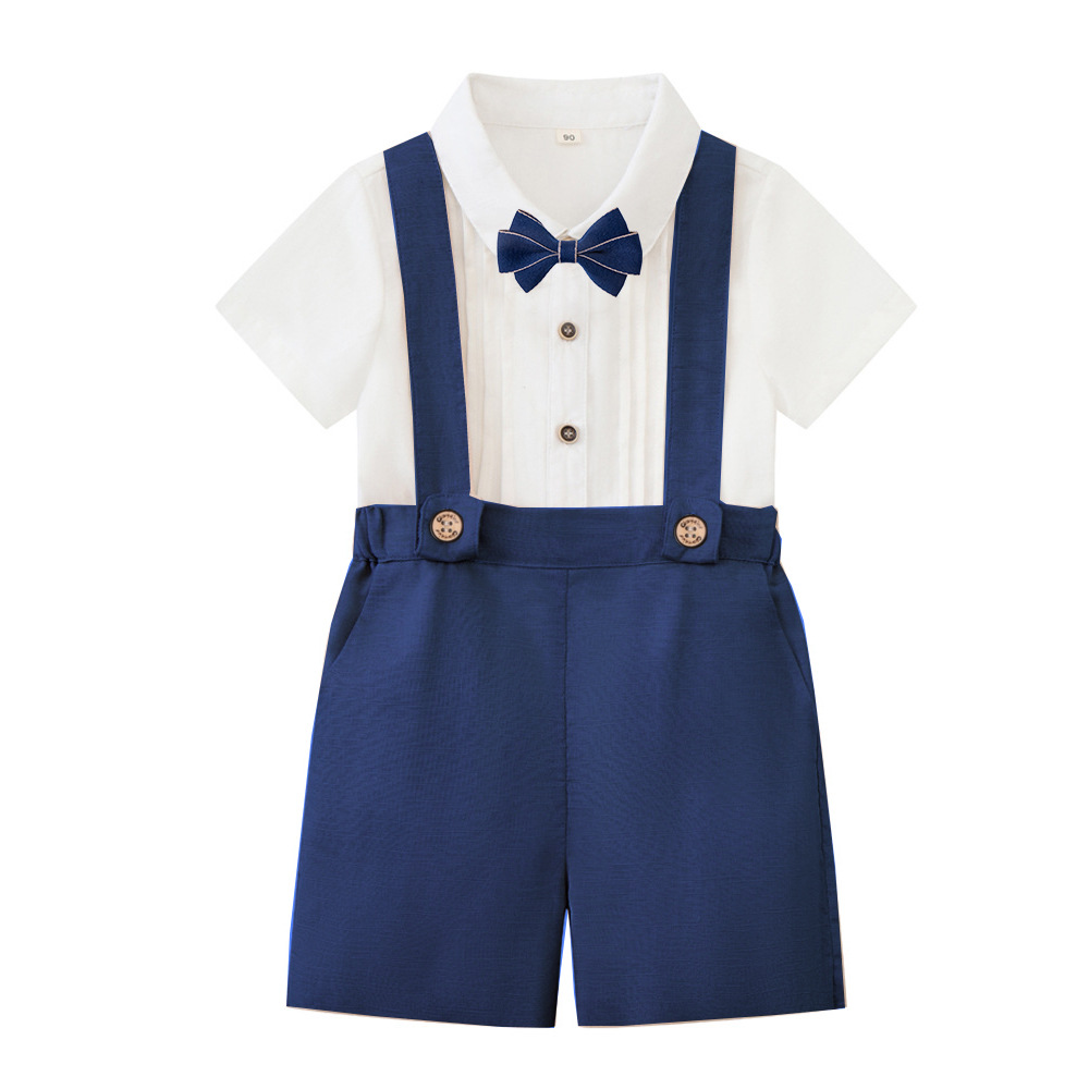 LittleDandy – Classic & Elegant – Cotton Shorts with Suspenders, Bow & Shirt