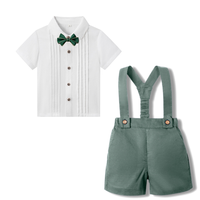 Thumbnail for LittleDandy – Classic & Elegant – Cotton Shorts with Suspenders, Bow & Shirt