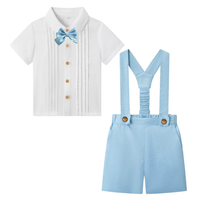 Thumbnail for LittleDandy – Classic & Elegant – Cotton Shorts with Suspenders, Bow & Shirt