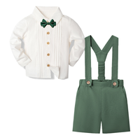 Thumbnail for LittleDandy – Classic & Elegant – Cotton Shorts with Suspenders, Bow & Shirt