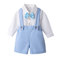 Thumbnail for LittleDandy – Classic & Elegant – Cotton Shorts with Suspenders, Bow & Shirt