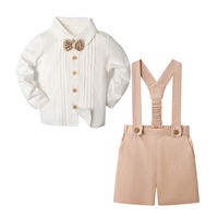 Thumbnail for LittleDandy – Classic & Elegant – Cotton Shorts with Suspenders, Bow & Shirt