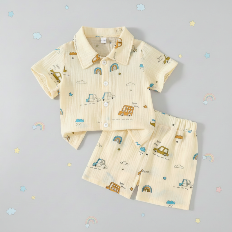 Dinosaur & Car Print Outfit – Cool & Playful – Summer Clothing Set
