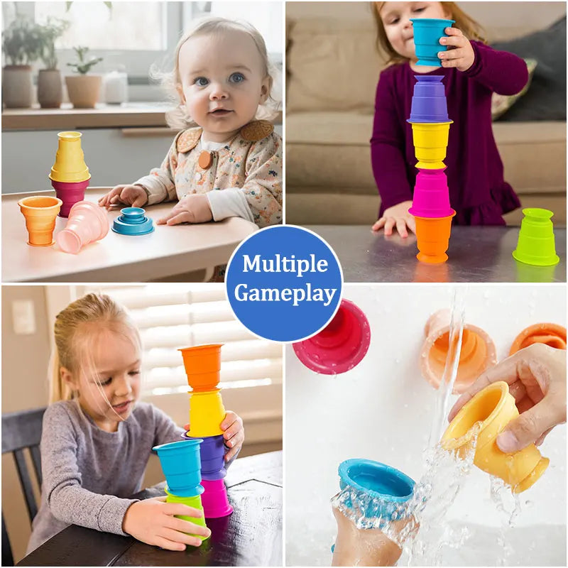 Rainbow Stacker Cups™ - Rainbow Stacking Fun - Stacking Cups Game