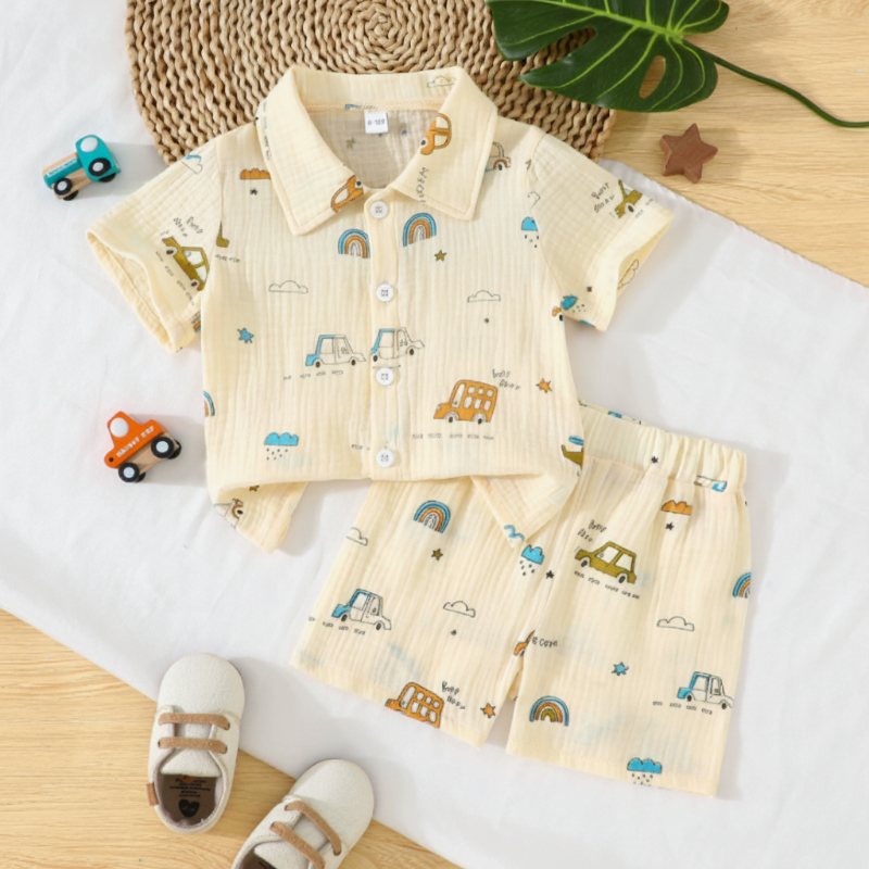 Dinosaur & Car Print Outfit – Cool & Playful – Summer Clothing Set