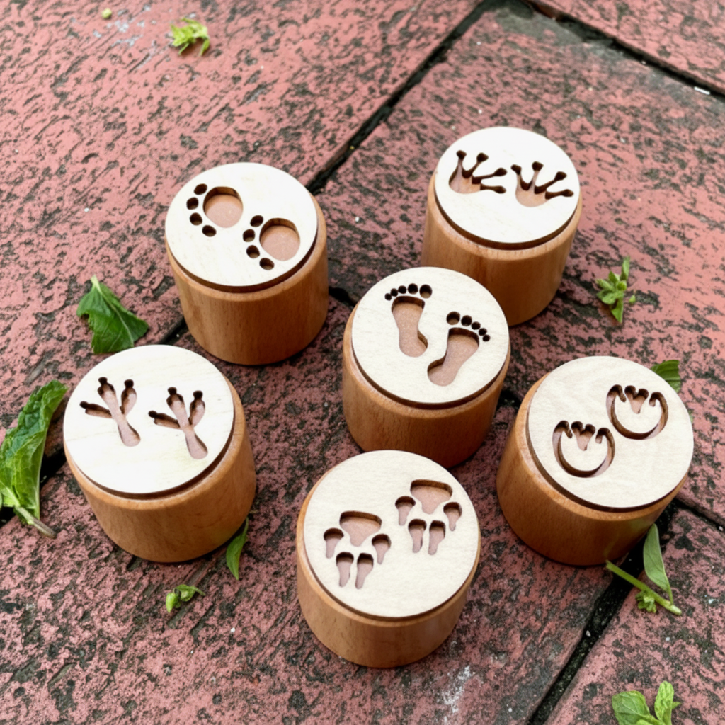 WoodStamp – Montessori & Creative – Set of 6 Wooden Clay Stamps