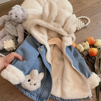 Thumbnail for Girls Bunny Denim Coat – Warm & Comfort – Children's Jacket