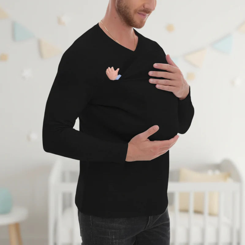 Kangaroo Pocket Shirt – Comfortable & Convenient – Men's T-Shirt Baby Carrier