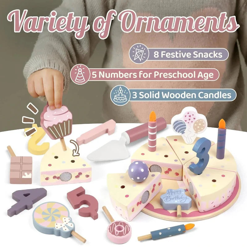 Wooden Cake Cutting Toy – Creative & Role-Playing – Wooden Birthday Cake
