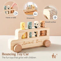 Thumbnail for PressBus – Montessori & Educational – Wooden Press Play Bus