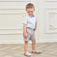 Thumbnail for LittleDandy – Classic & Elegant – Cotton Shorts with Suspenders, Bow & Shirt