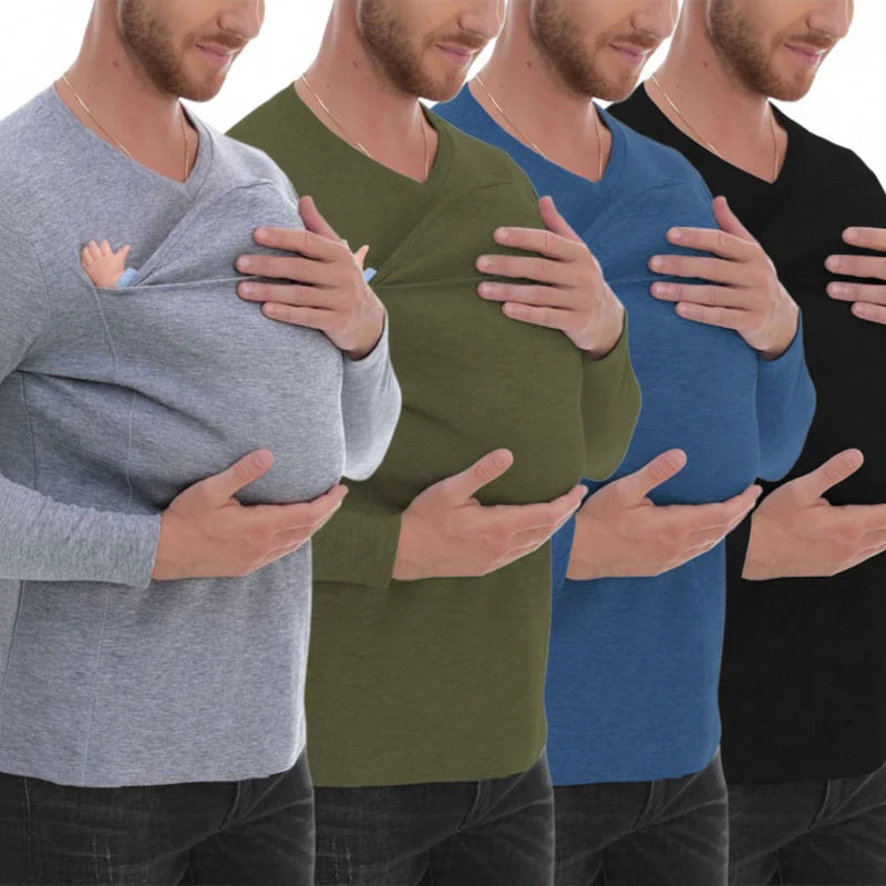Kangaroo Pocket Shirt – Comfortable & Convenient – Men's T-Shirt Baby Carrier