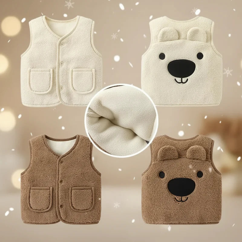 Baby Bear Fleece Vest – Warm & Soft – Kids' Bear Cardigan