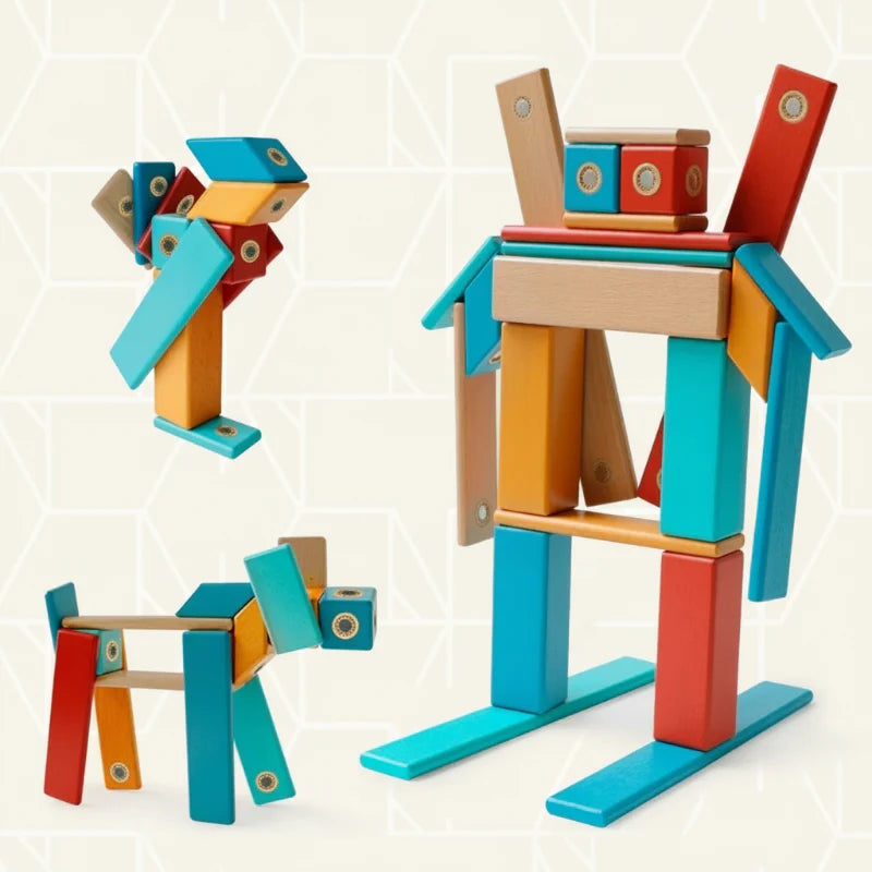 MagPlayer – Creative & Motor Skills – DIY Wooden Magnetic Building Blocks