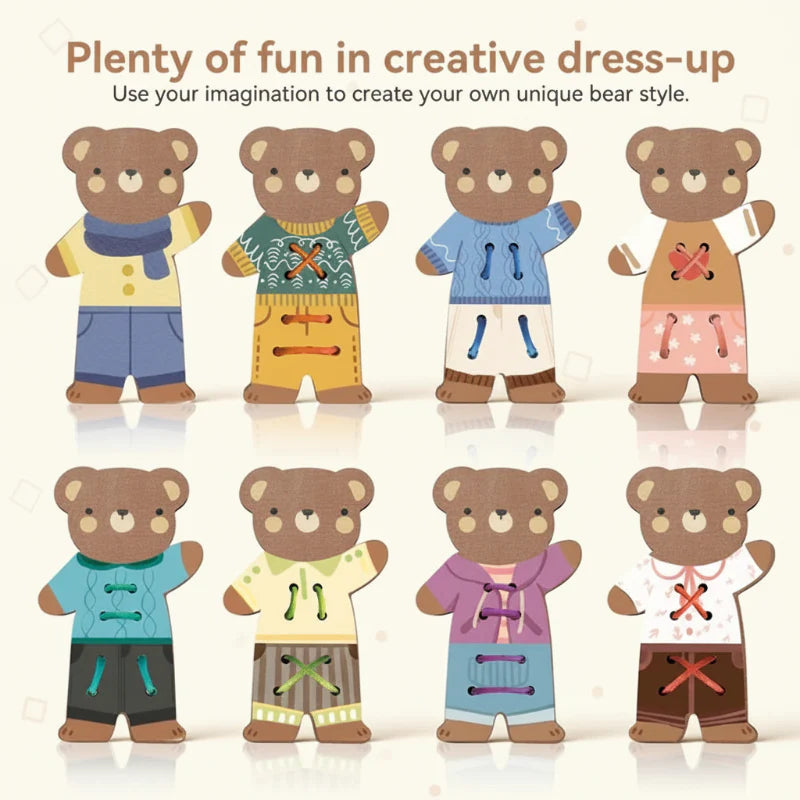 ThreadBear – Cute & Educational – Montessori Threading Toy Bear