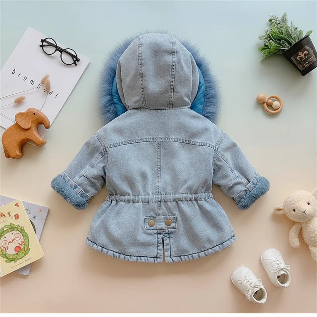 FurDream – Denim Look – Winter Coat with Hood