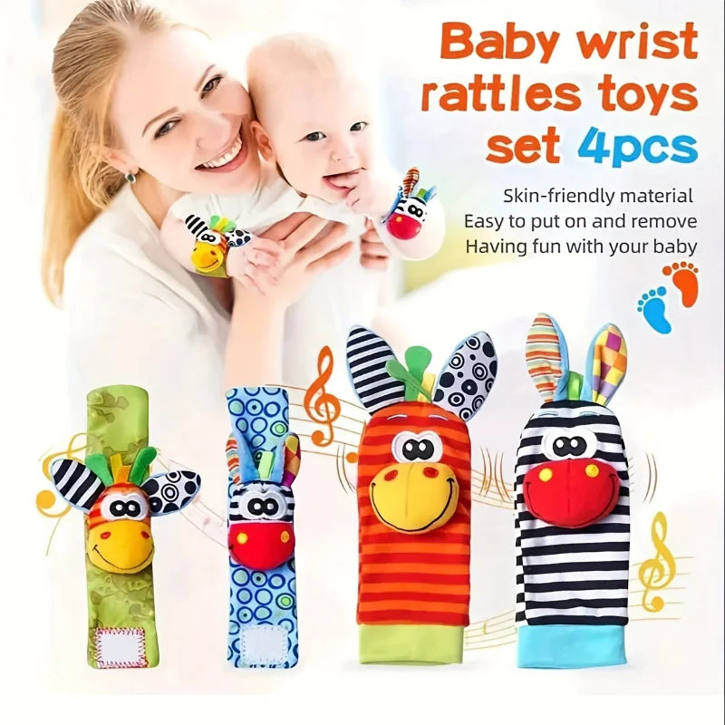 Wrist Rattle and Socks – Motor Skills & Play – Baby Rattles (Set of 4)