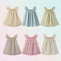 Thumbnail for Floral Dress – Light & Airy – Girls' Flutter-Sleeve Dress