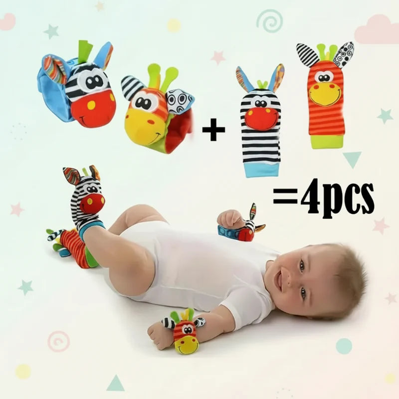 Wrist Rattle and Socks – Motor Skills & Play – Baby Rattles (Set of 4)