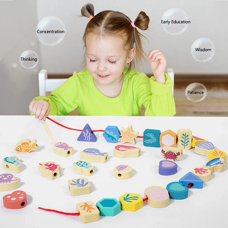 Lace & Thread™ – Stacking & threading game - stringing beads