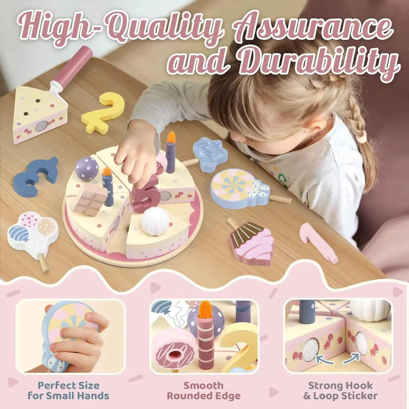 Wooden Cake Cutting Toy – Creative & Role-Playing – Wooden Birthday Cake