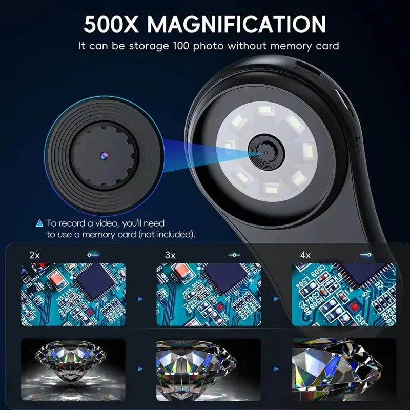 Pocket Microscope 500X - Small & Powerful - Hand Magnifier