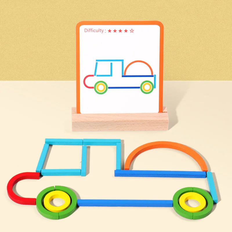 Sticks & Rings – Smart & Creative - Wooden Shapes Puzzle
