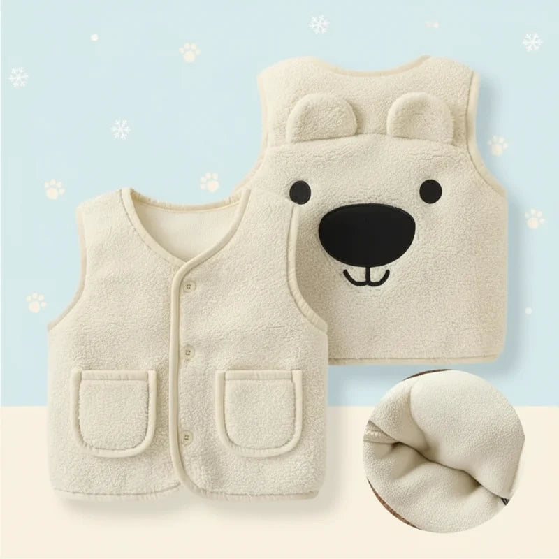 Baby Bear Fleece Vest – Warm & Soft – Kids' Bear Cardigan