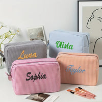 Thumbnail for Striped Name Pouch – Personalized & Stylish – Makeup Bag