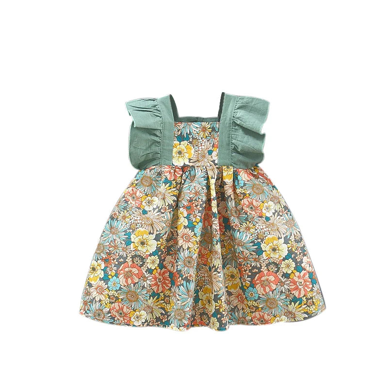 Mini Fashion™ - Cute Floral Design - Girls Dress with Hat