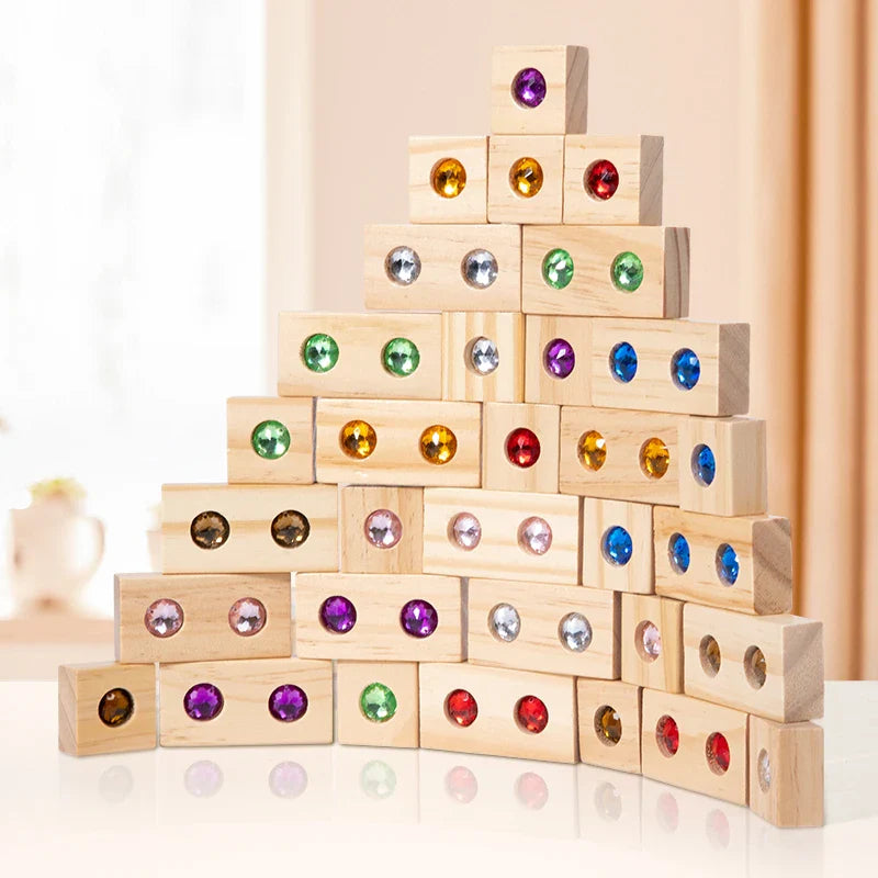 Rainbow Gem Stacking Blocks – Creative & Educational – Wooden Stacking Blocks Set