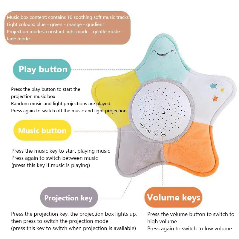 StarPlush – Soft & Soothing – Cuddly Toy with Night Light Projector