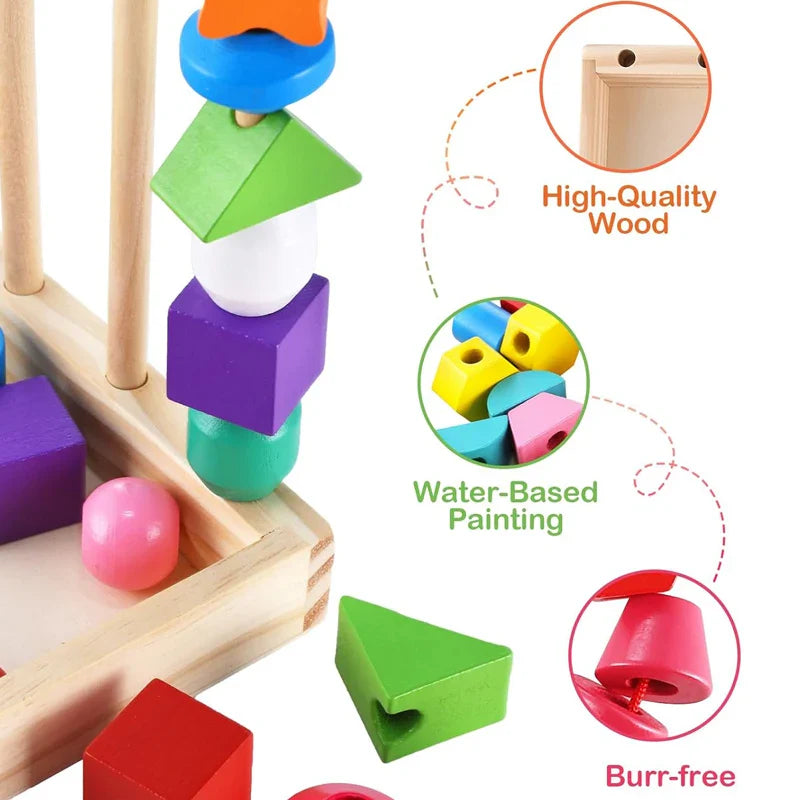 Woods™ - Encourage Creativity & Improve Skills - Colorful Montessori Puzzle Set