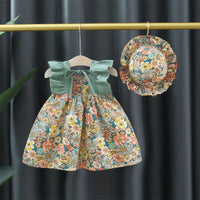 Thumbnail for Mini Fashion™ - Cute Floral Design - Girls Dress with Hat