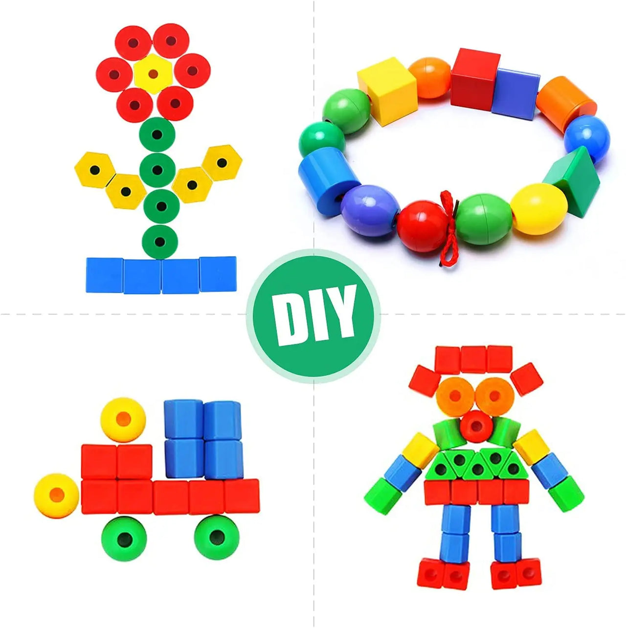 Rainbow Lacing Beads™ – Playful Stringing - Rainbow beads with lace