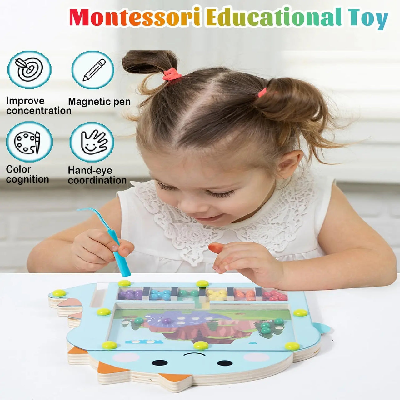 Bead Puzzle™ – Maze Fun Sorting – Wooden Magnetic Balls Puzzle